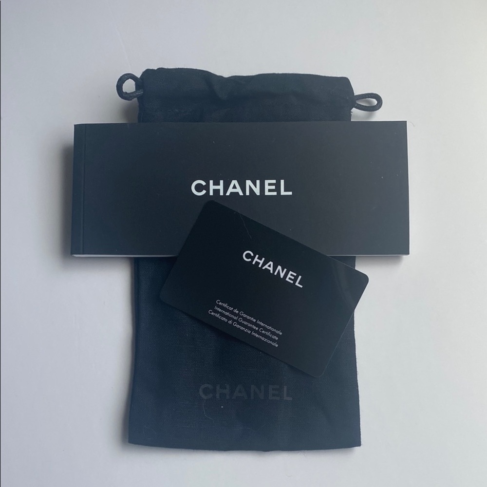 Chanel Black Drawstring Pouch With Authenticity B… - image 1